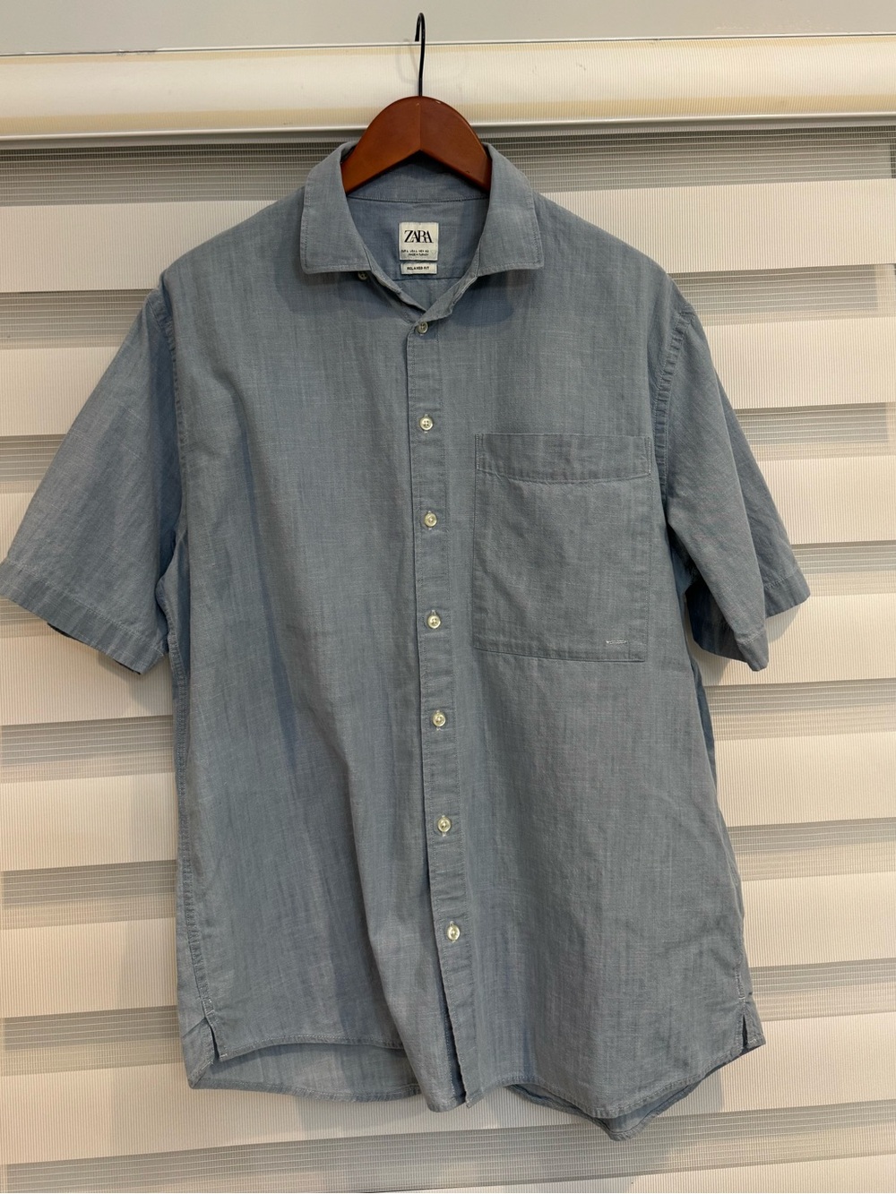 Zara Light Blue Relaxed Fit Button-Down Shirt